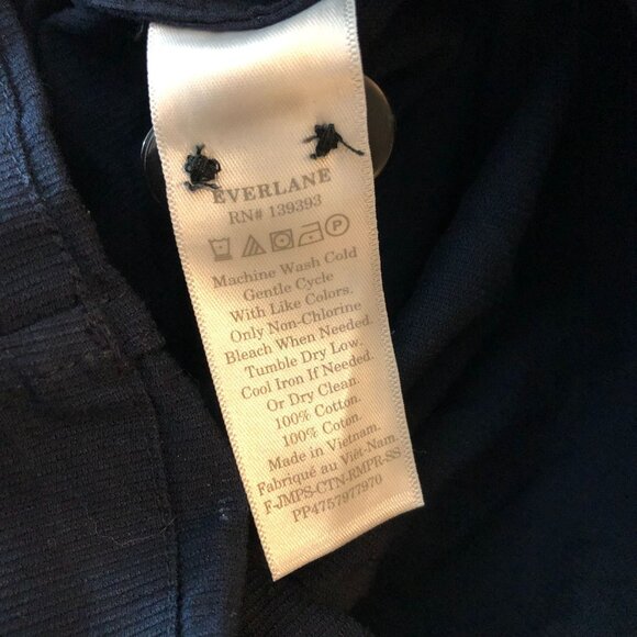 Everlane The Cotton Weave Romper Short Sleeve Pockets Navy Blue Size 00 - Picture 7 of 7